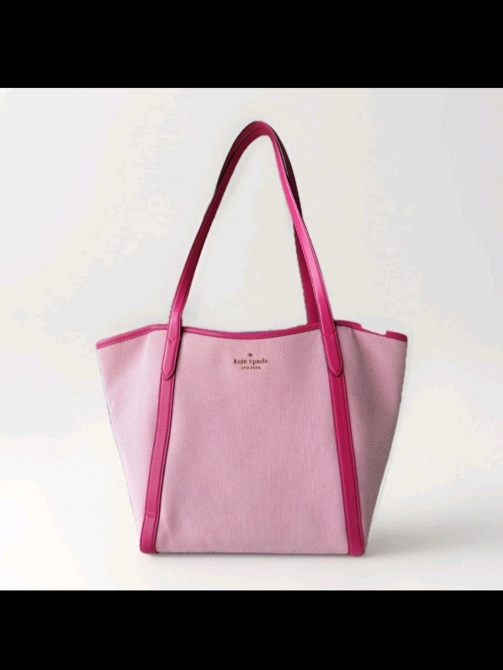 Kate Spade New York Slide Tote in Bikini Pink canvas with hot pink leather trim.